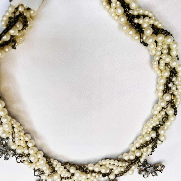 Vintage Braided Pearl Necklace with Bronze Findings – Handmade – 47 cm - Picture 7 of 11